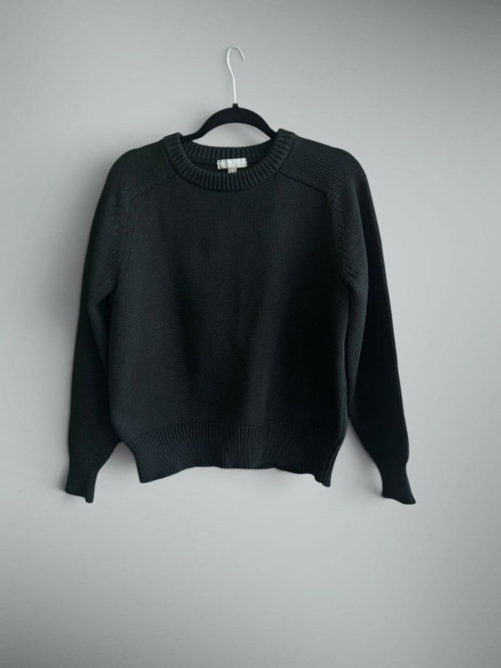 J. Crew Black Capsule Minimalist Chunky Knit Crew Neck Sweater Size Medium